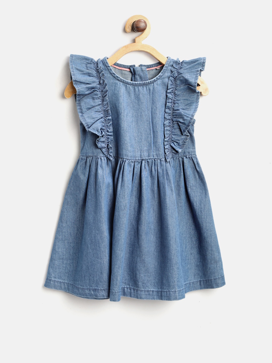

Marks & Spencer Girls Blue Solid Denim A-Line Dress