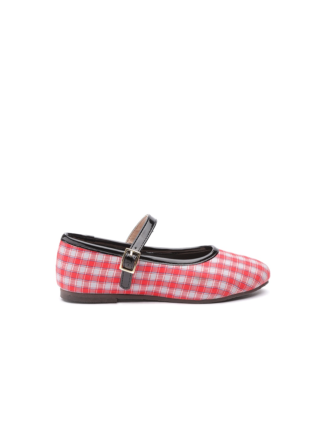 

Carlton London Girls Red & Grey Checked Ballerinas