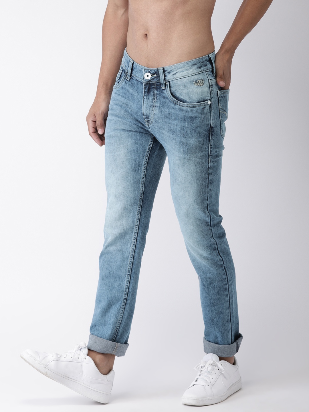 

Flying Machine Men Blue Michael Slim Tapered Fit Mid-Rise Clean Look Stretchable Jeans