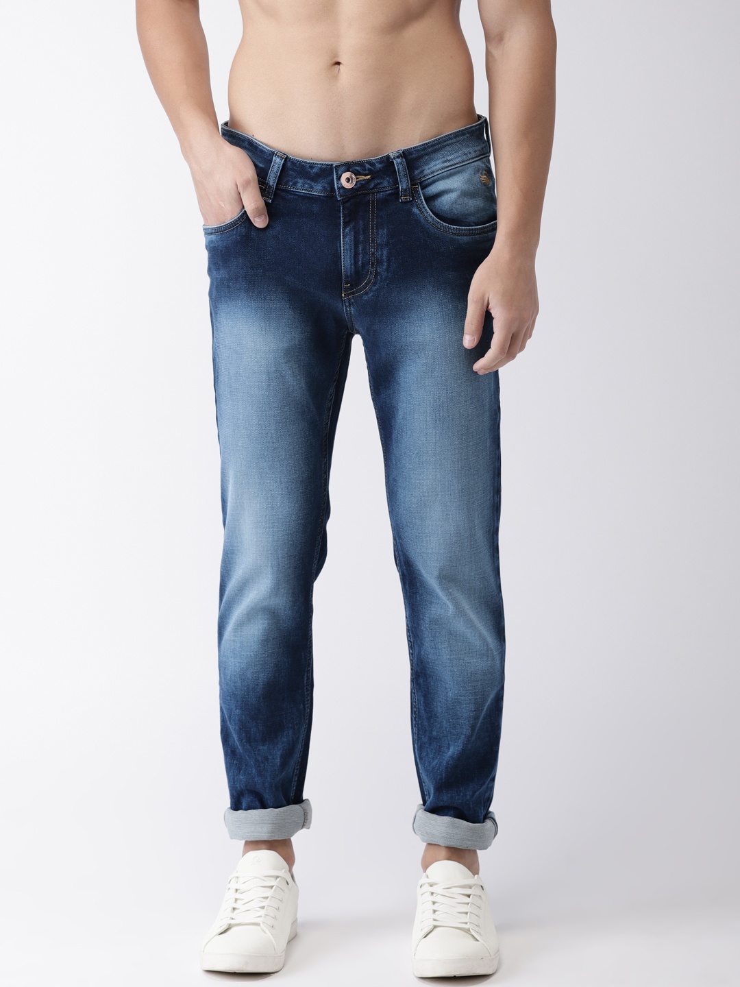 

Flying Machine Men Blue Michael Tapered Fit Mid-Rise Clean Look Stretchable Jeans
