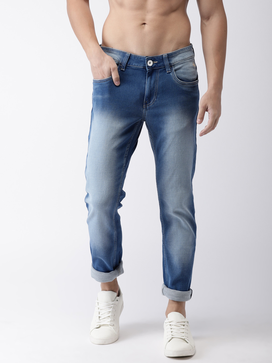 

Flying Machine Men Blue Michael Tapered Fit Mid-Rise Clean Look Stretchable Jeans