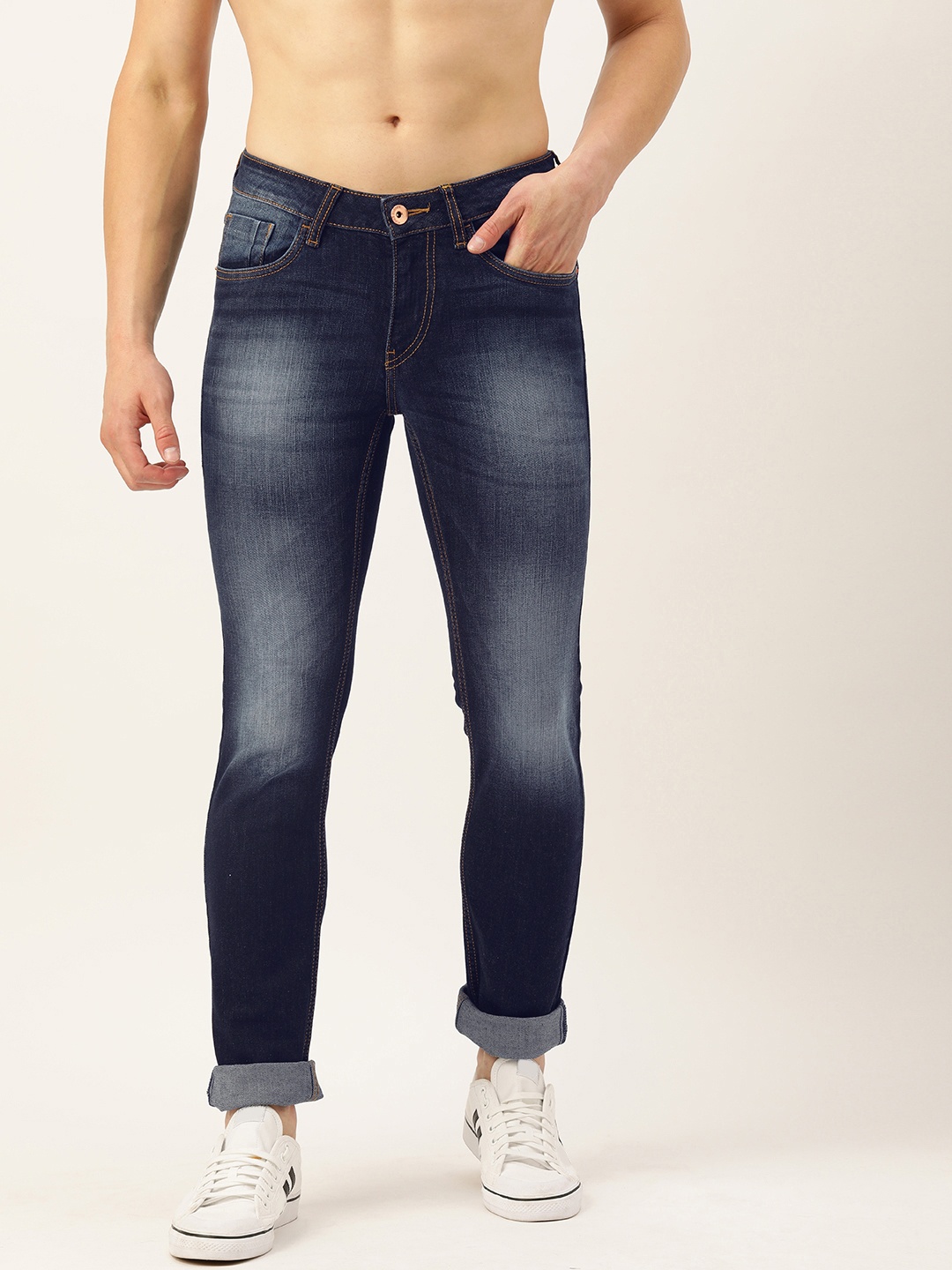 

Flying Machine Men Blue Michael Slim Tapered Fit Mid-Rise Clean Look Stretchable Jeans