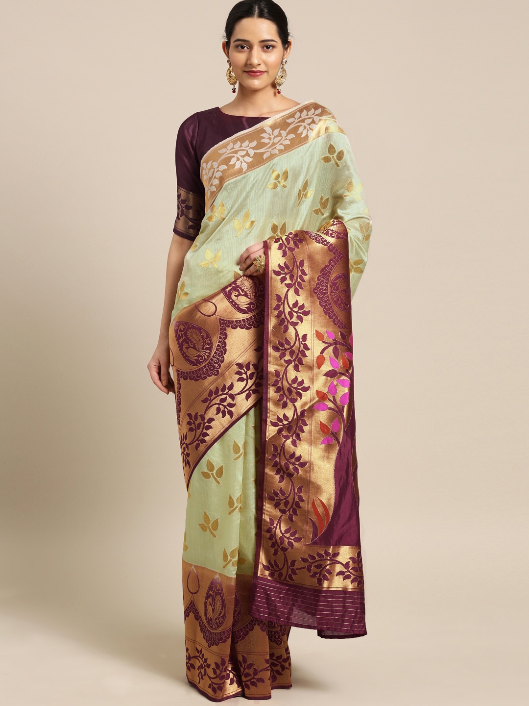 

Aarrah Brown Woven Design Pure Silk Saree