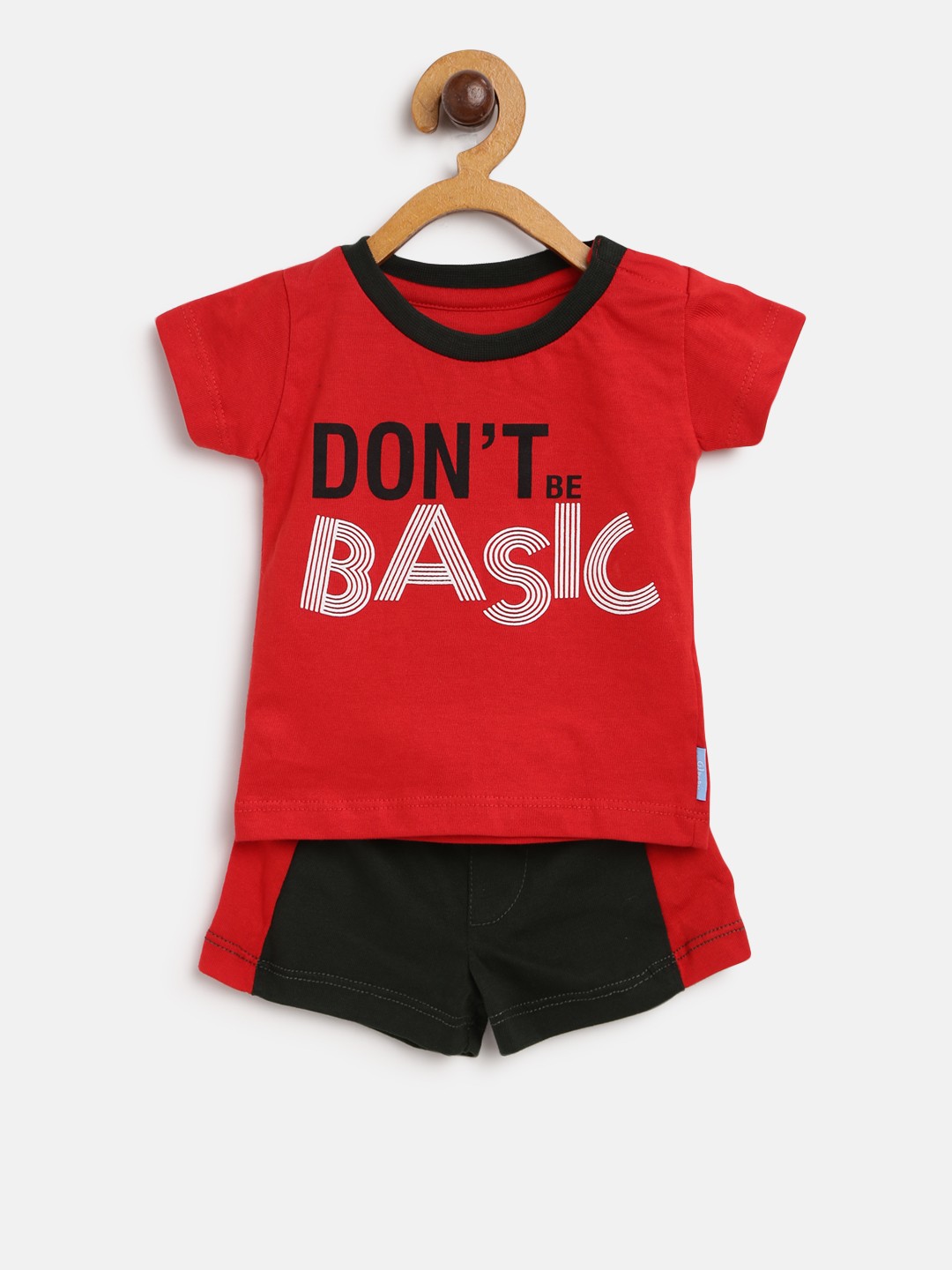 

Gini and Jony Boys Red & Olive Green Printed T-shirt with Shorts