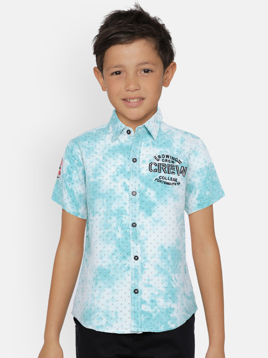 

Gini and Jony Boys Blue & Off-White Regular Fit Dyed Casual Shirt