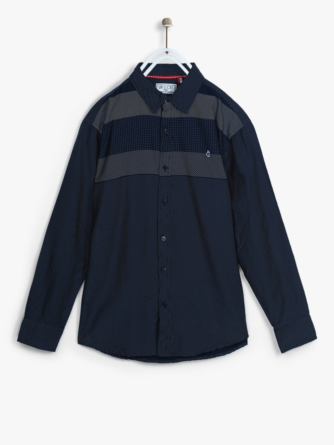 

Gini and Jony Boys Navy Blue Regular Fit Printed Casual Shirt