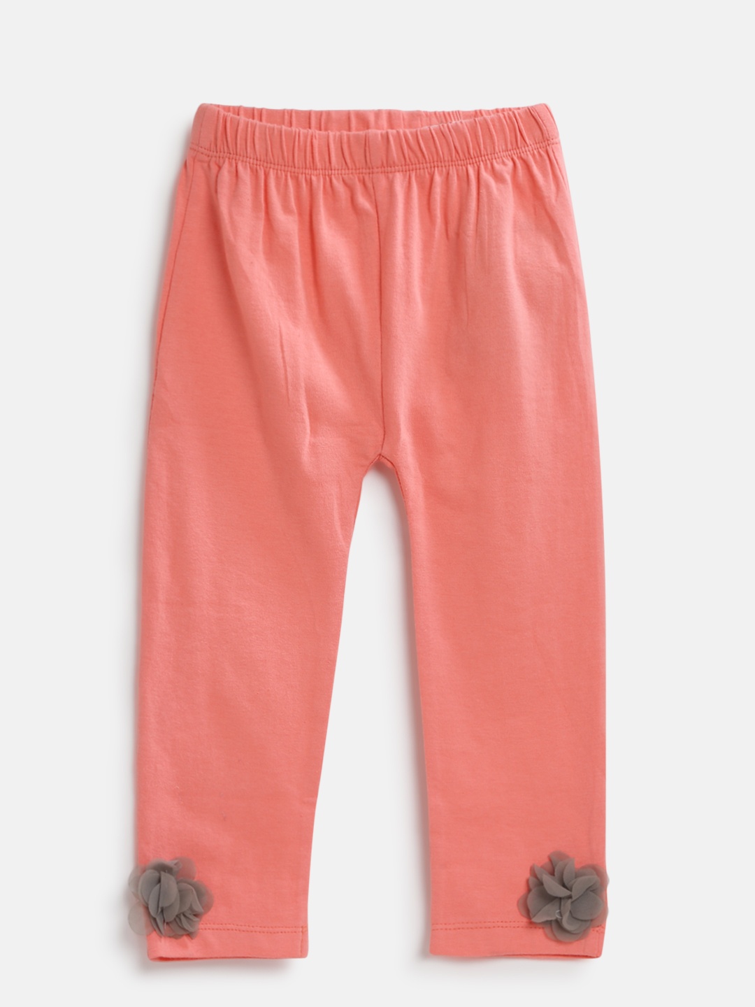 

Moms Love Girls Peach-Coloured Solid Leggings, Orange
