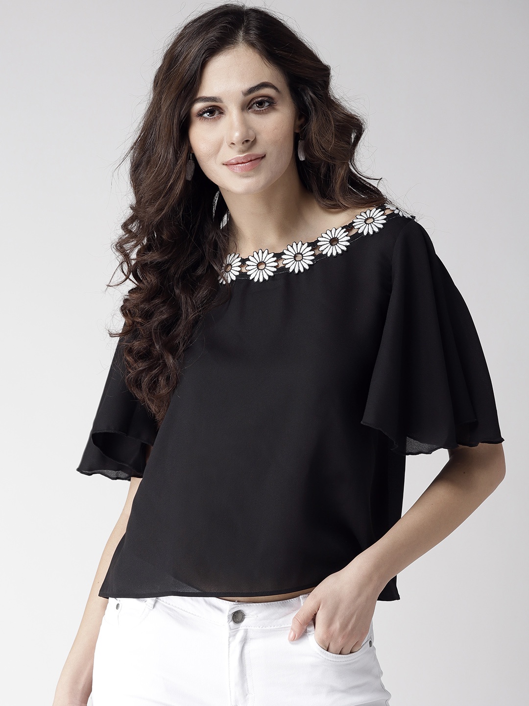 

Style Quotient Women Black Solid A-Line Top