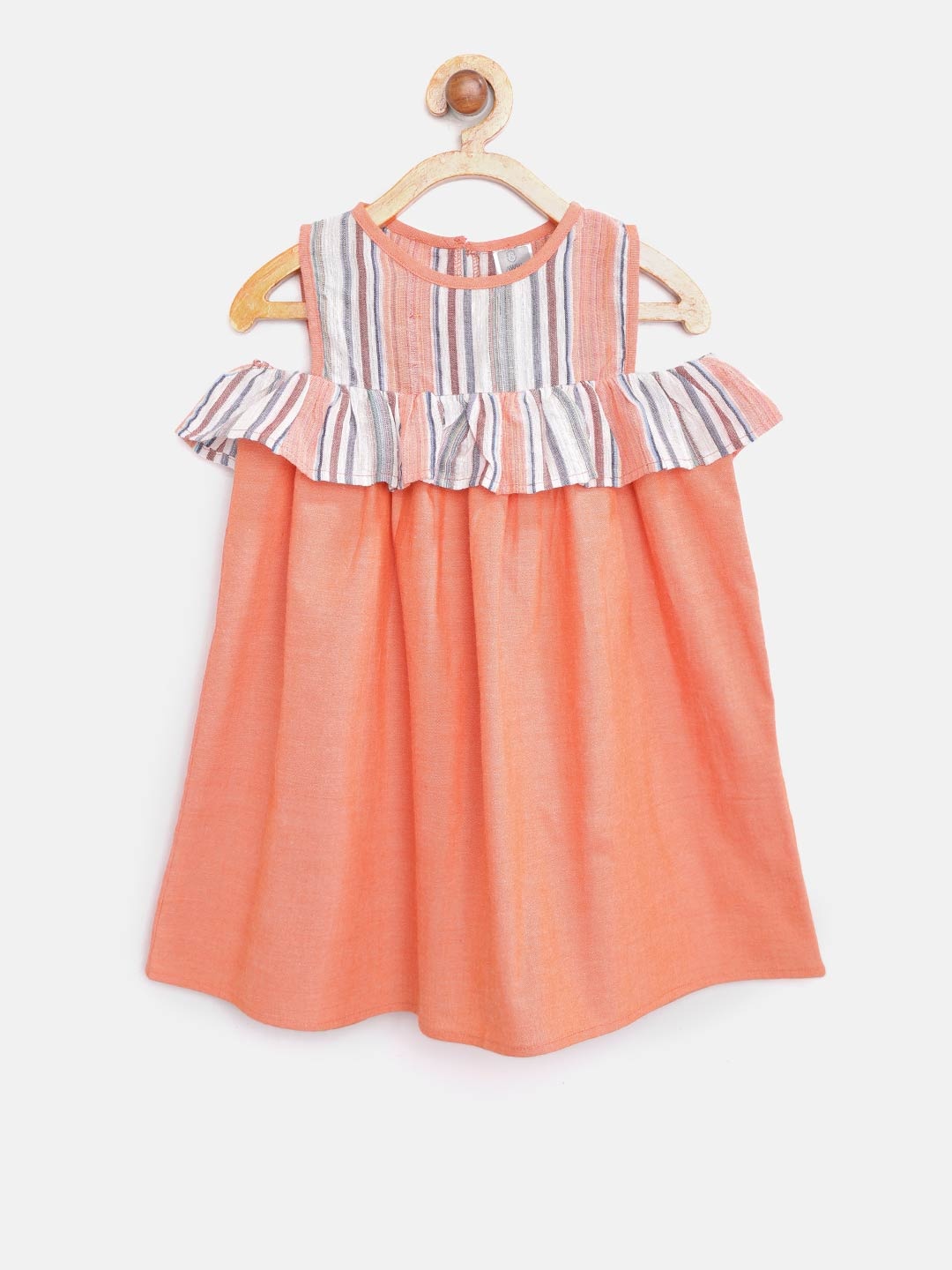 

AWW HUNNIE Girls Peach-Coloured Solid A-Line Dress