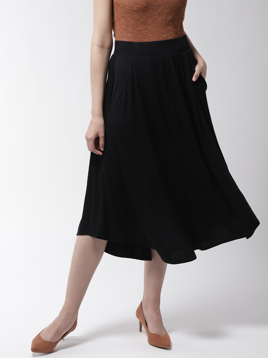 

Marks & Spencer Women Black Solid A-line Flared Skirt