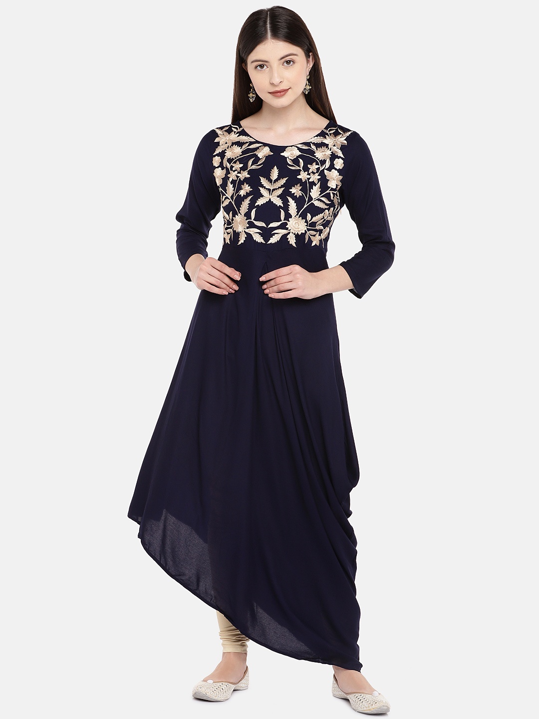 

Ethnicity Women Navy Blue Woven Design Anarkali Kurta