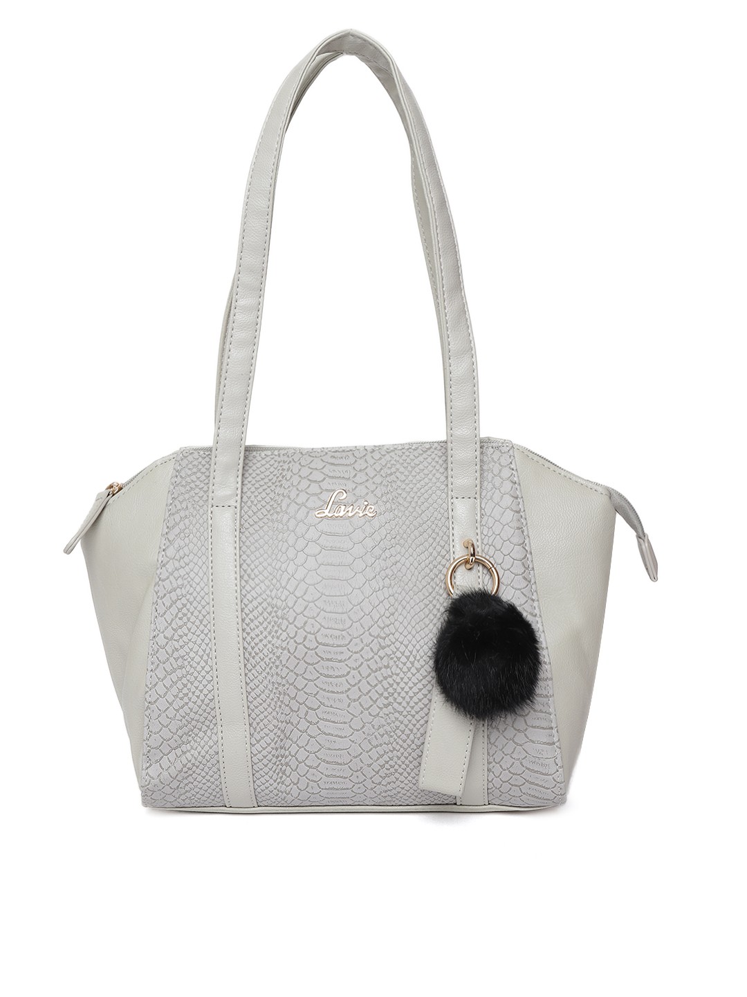 

Lavie Grey Snakeskin Textured Shoulder Bag