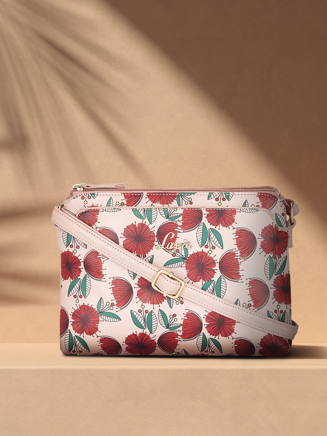 

Lavie Pink & Red Printed Sling Bag