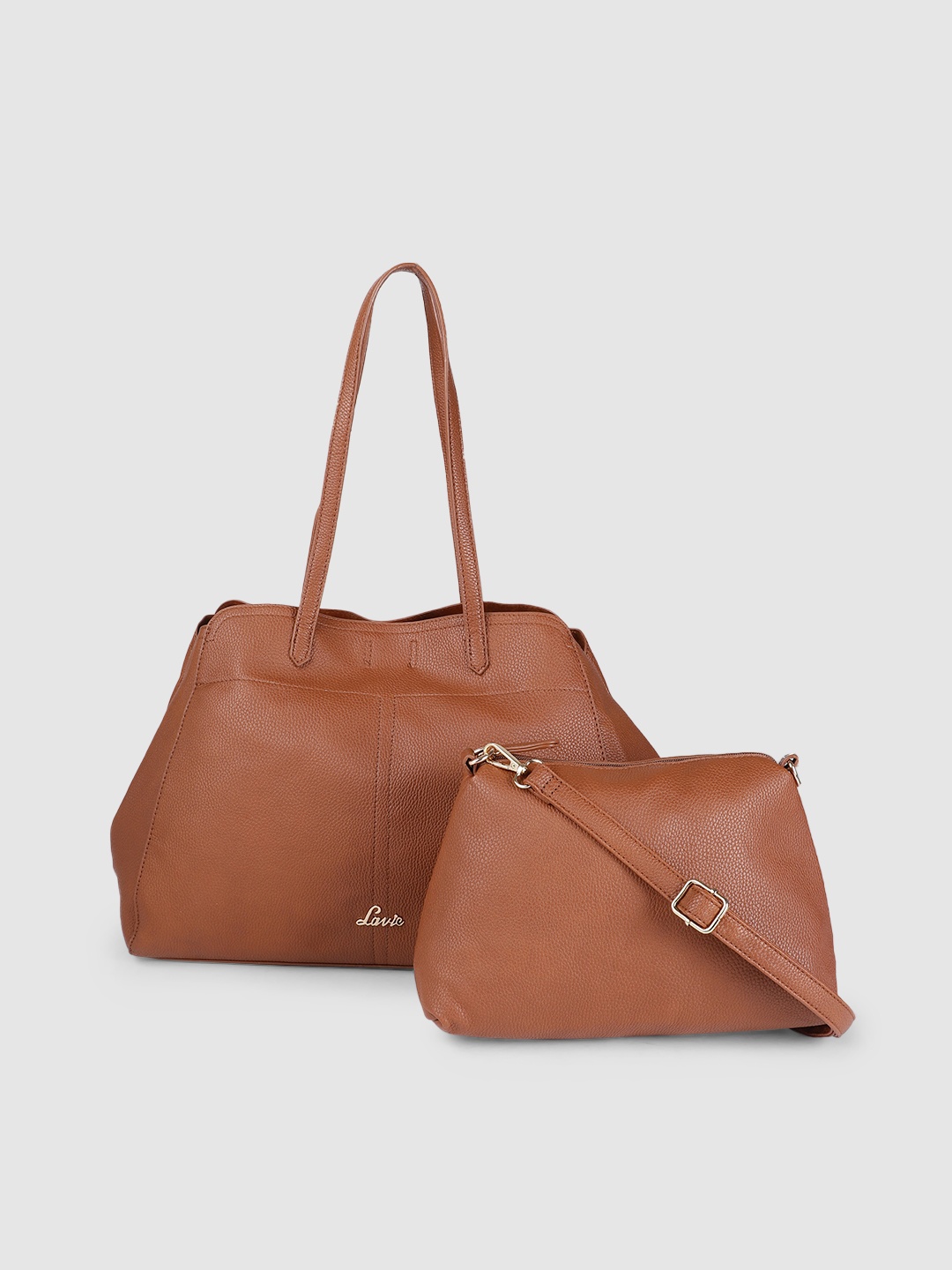 

Lavie Brown Solid Tote Bag