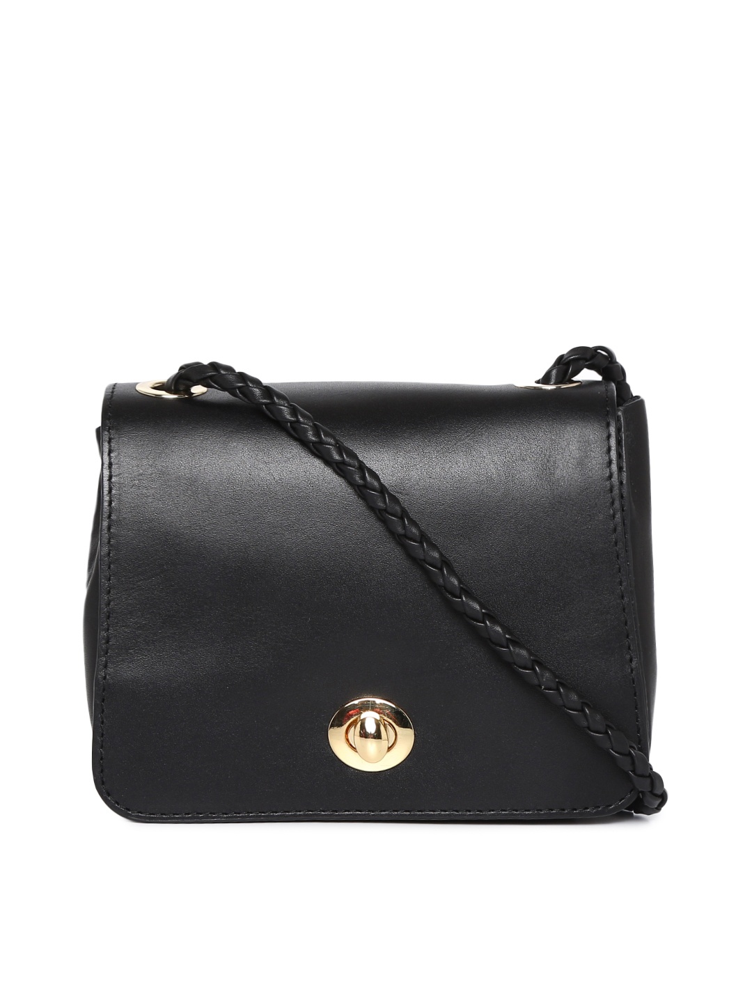 

Hidesign Black Solid Leather Sling Bag
