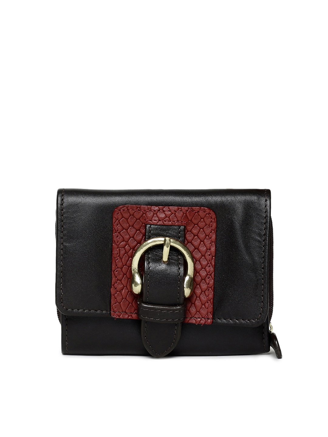 

Hidesign Women Brown Solid Leather Three Fold Wallet