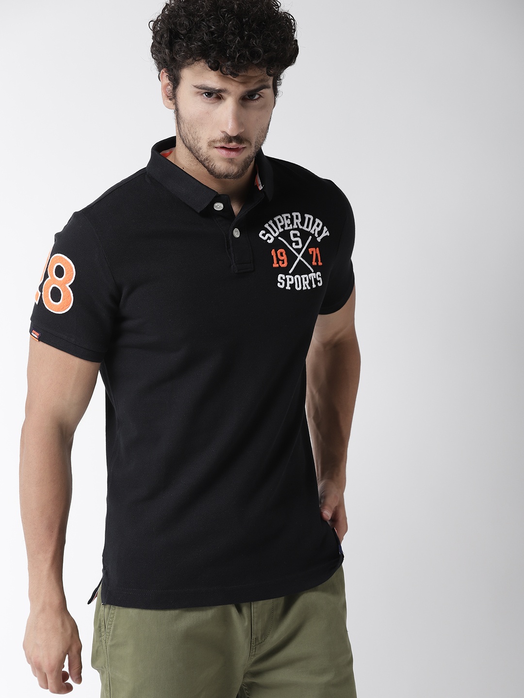 

Superdry Men Black Solid Polo Collar T-shirt