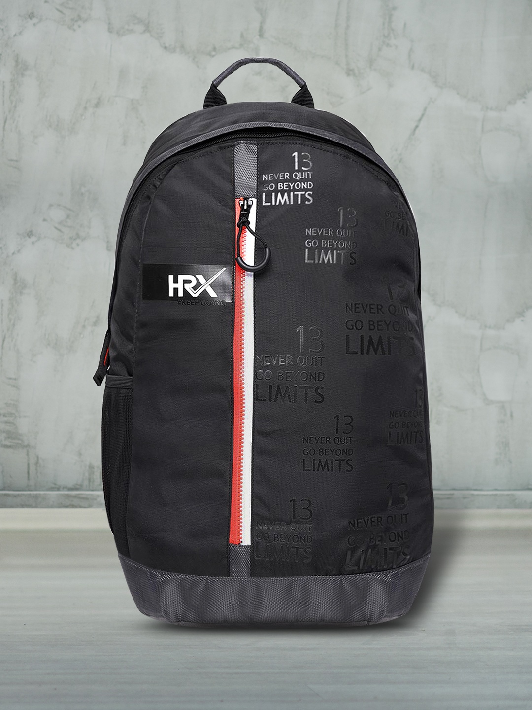 HRX by Hrithik Roshan Unisex Black Printed Multiutility Laptop Backpack