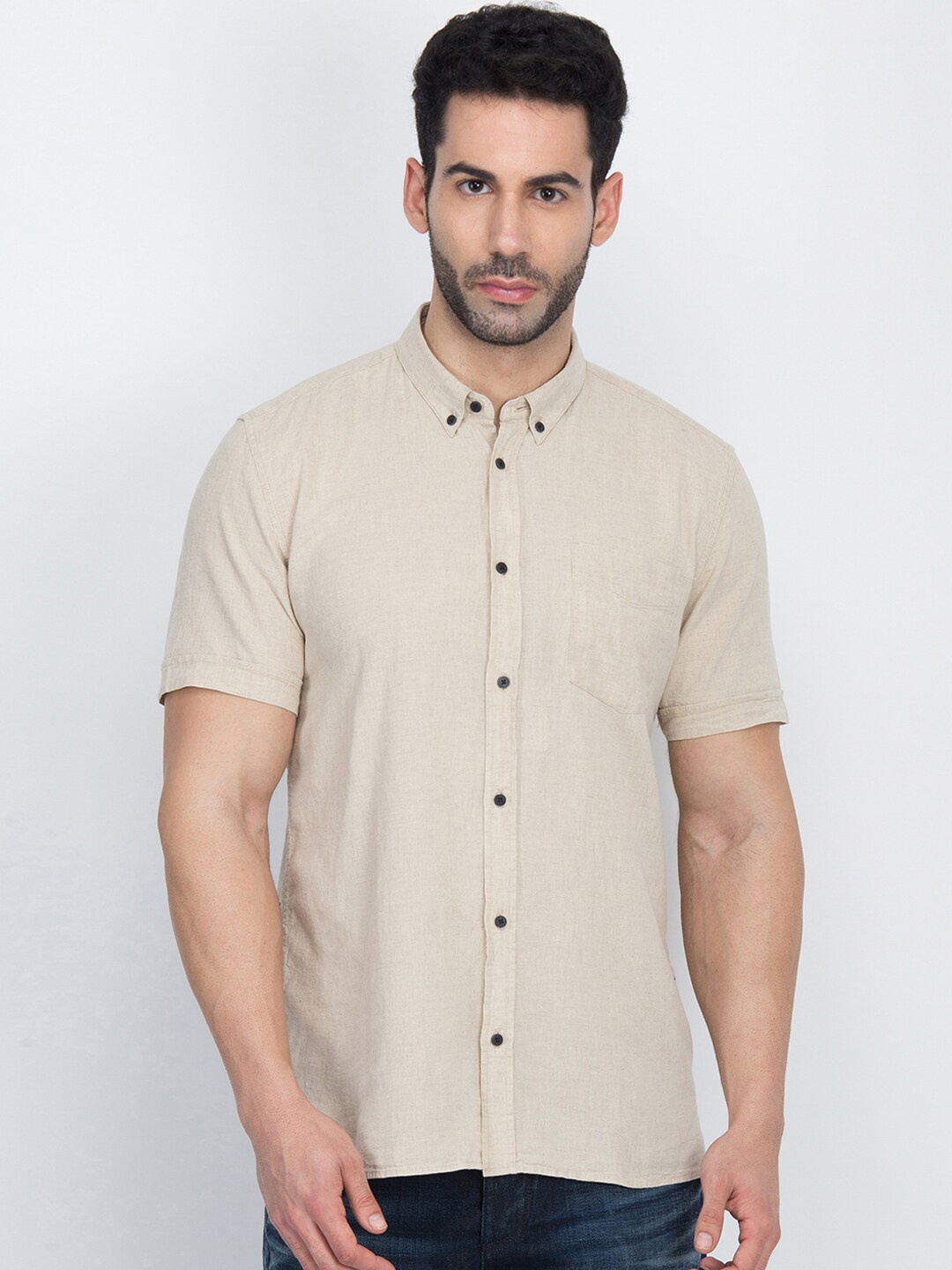

Antony Morato Men Beige Slim Fit Solid Casual Shirt