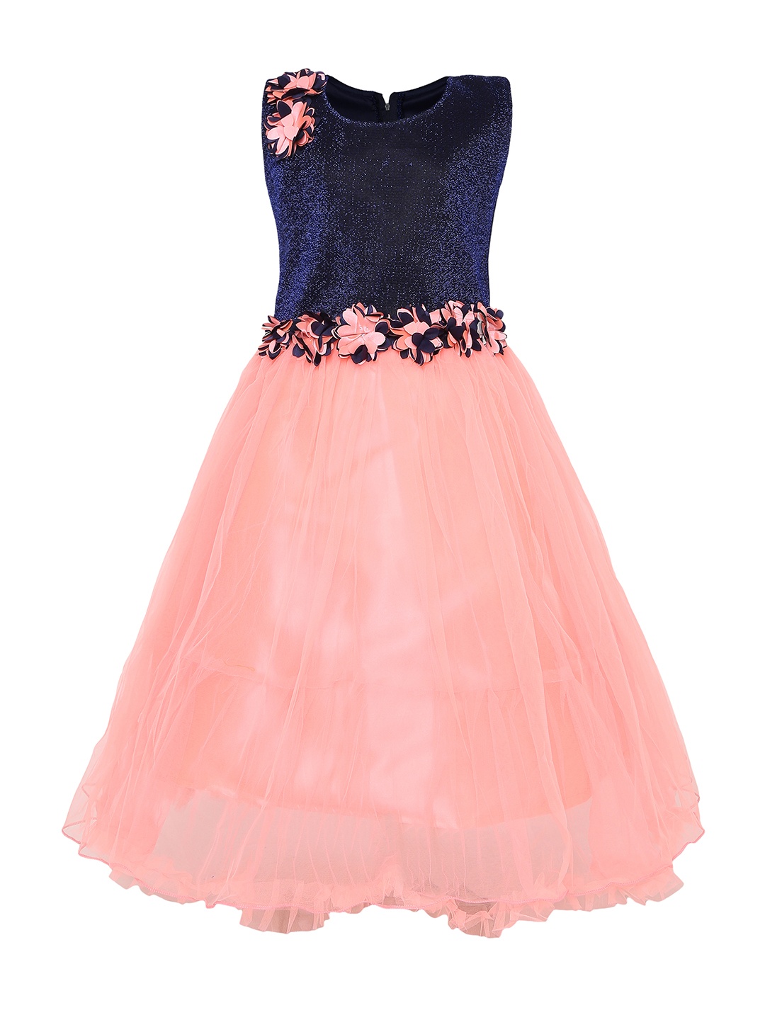

Kidling Girls Peach-Coloured Colourblocked Maxi Dress