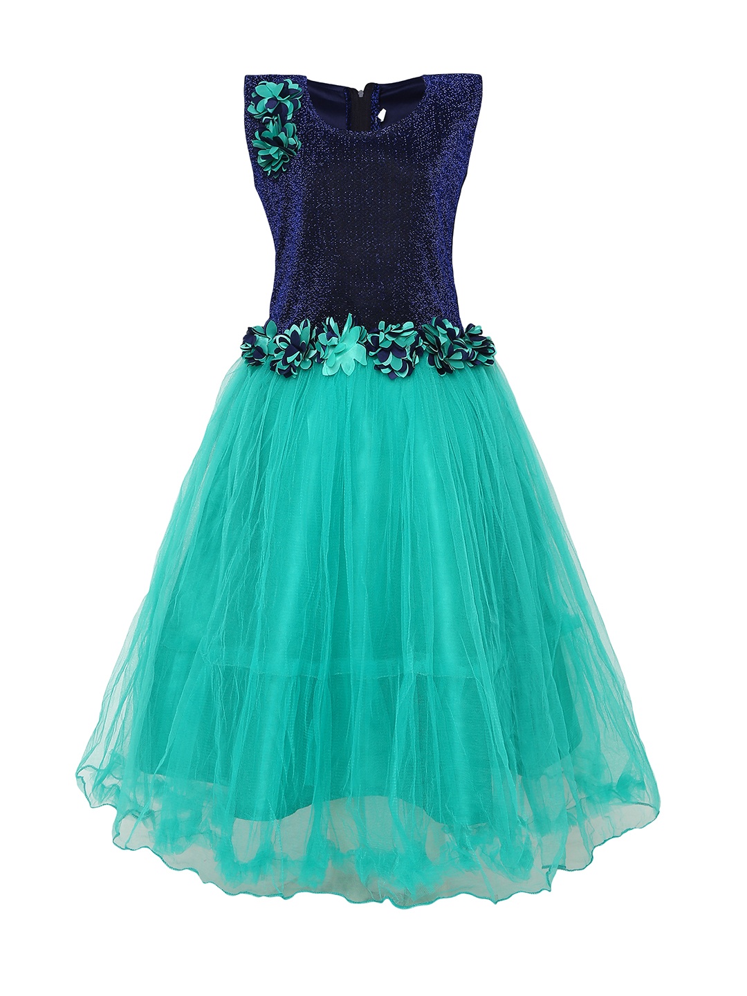 

Kidling Girls Green Colourblocked Maxi Dress