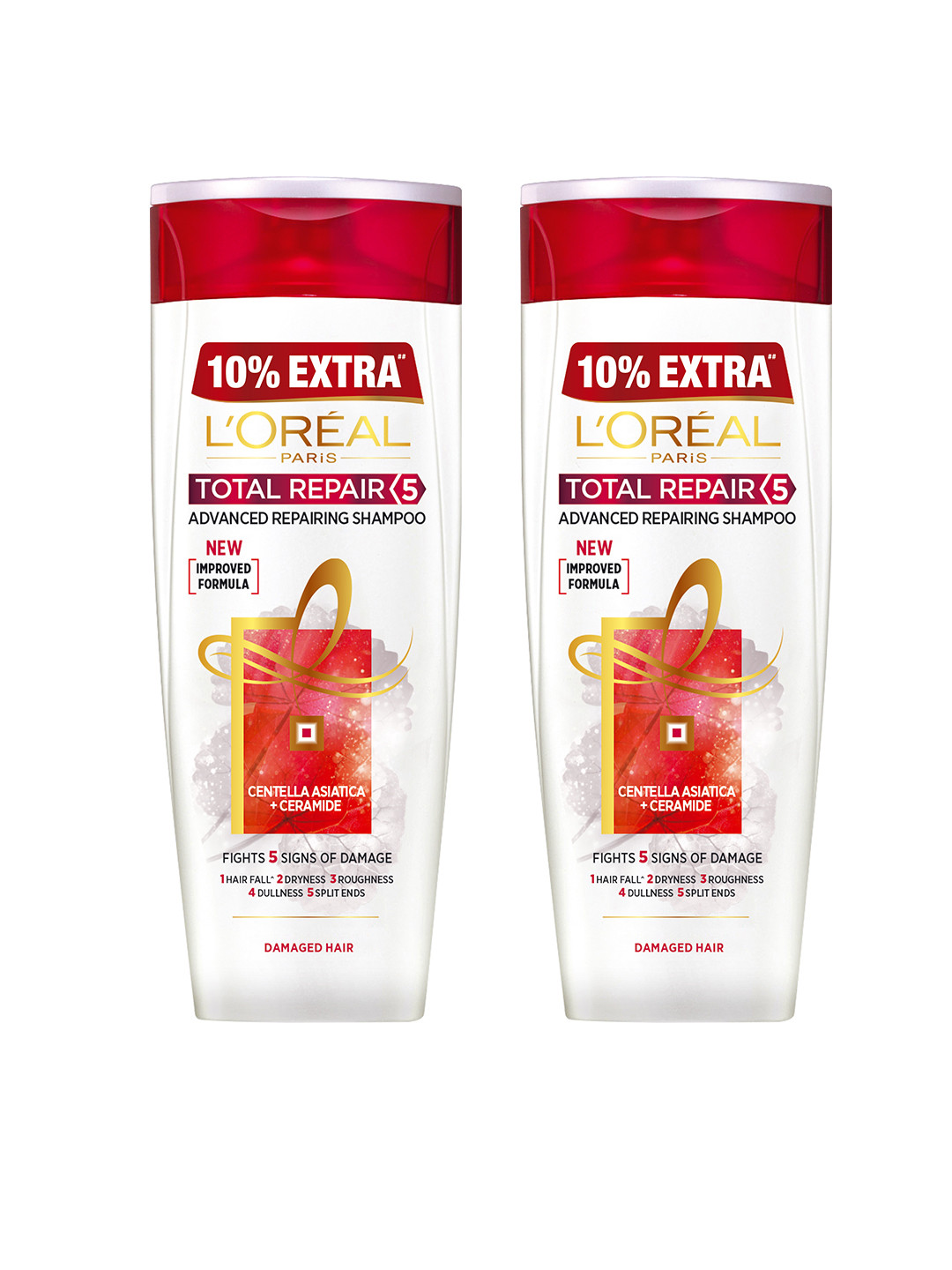 

LOreal Paris Unisex Set of 2 Total Repair 5 Shampoos, White