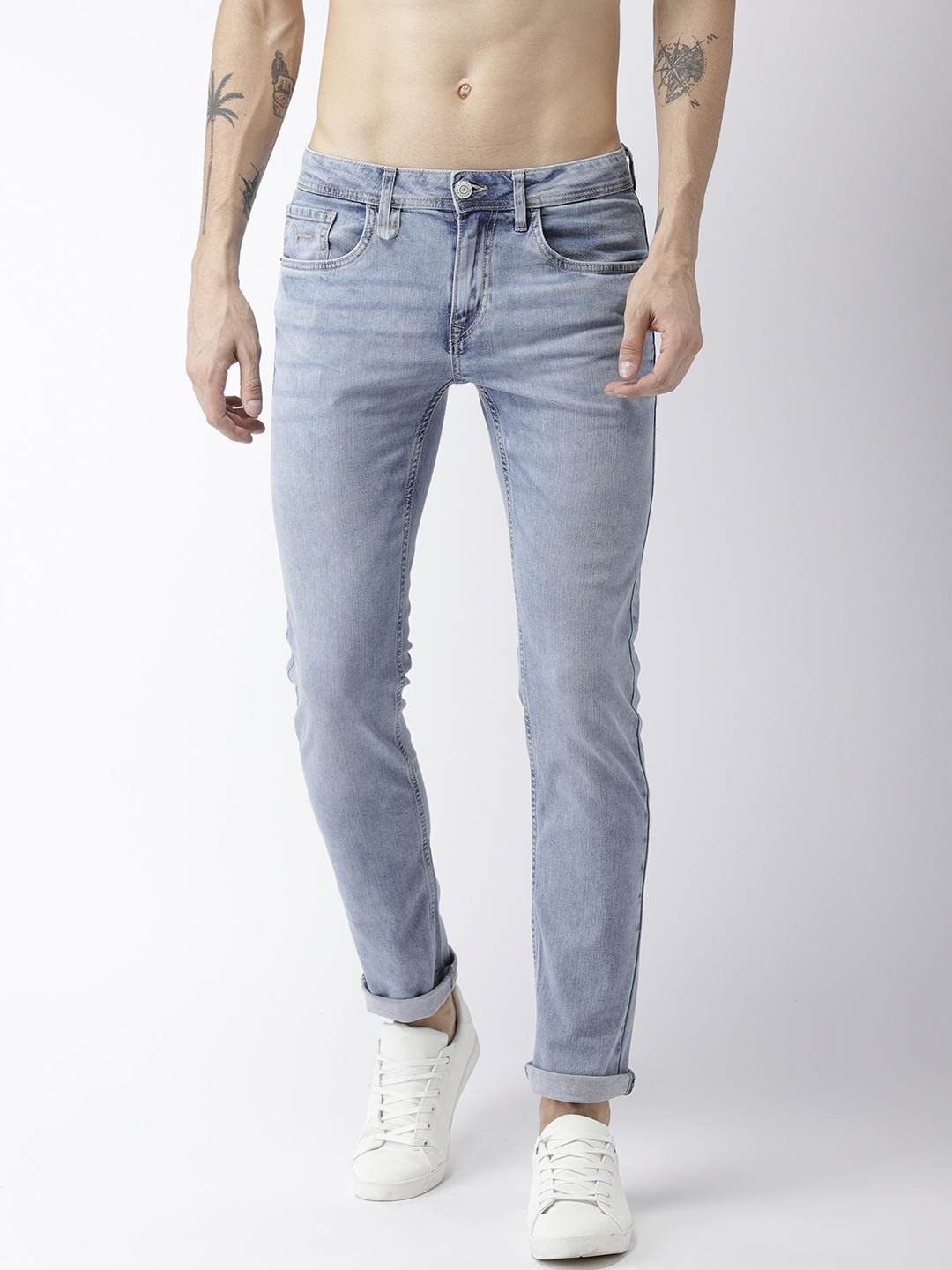 

Flying Machine Men Blue Michael Slim Tapered Fit Mid-Rise Clean Look Stretchable Jeans