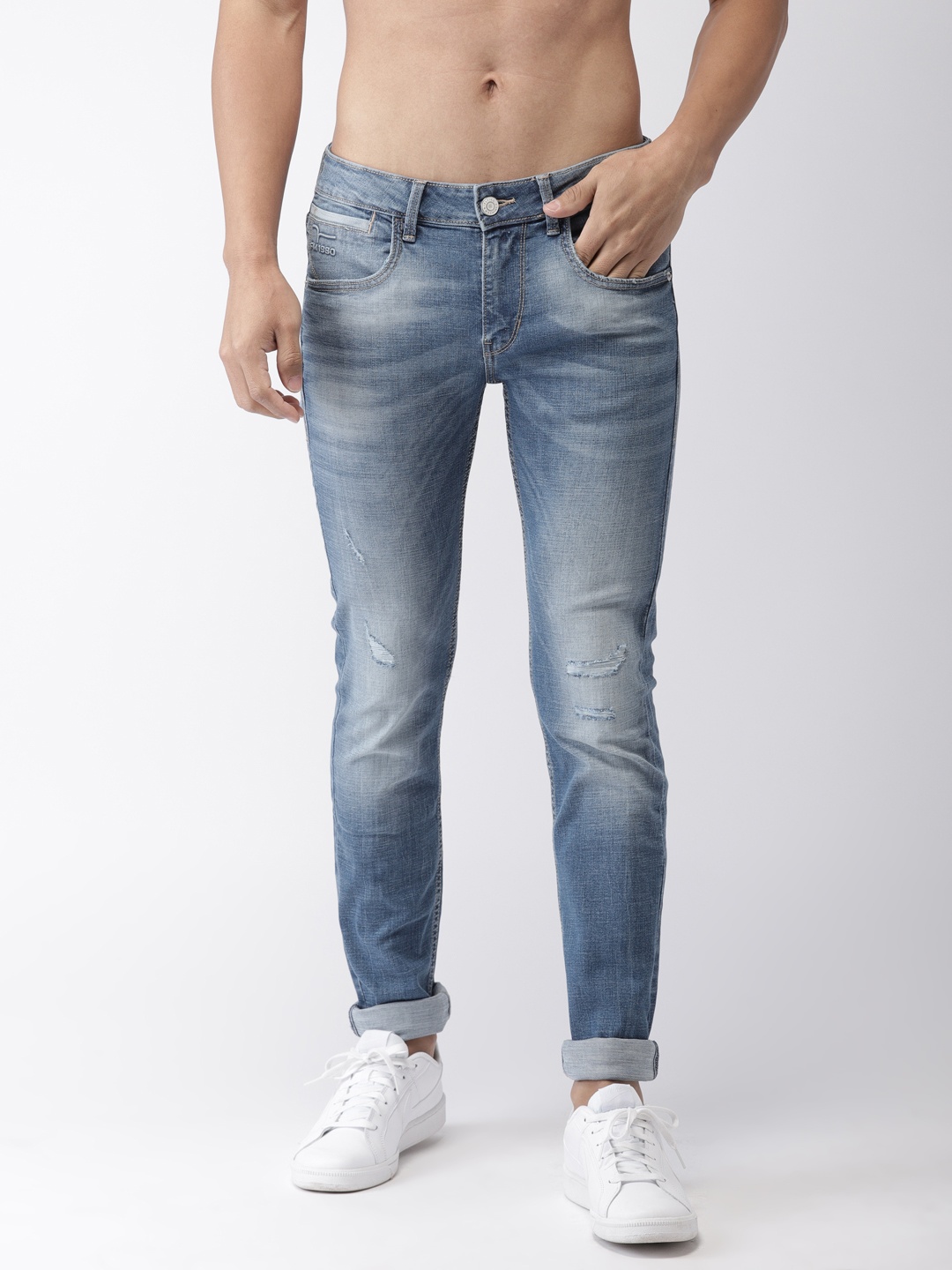 

Flying Machine Men Blue Skinny Fit Mid-Rise Mildly Distressed Stretchable Jeans