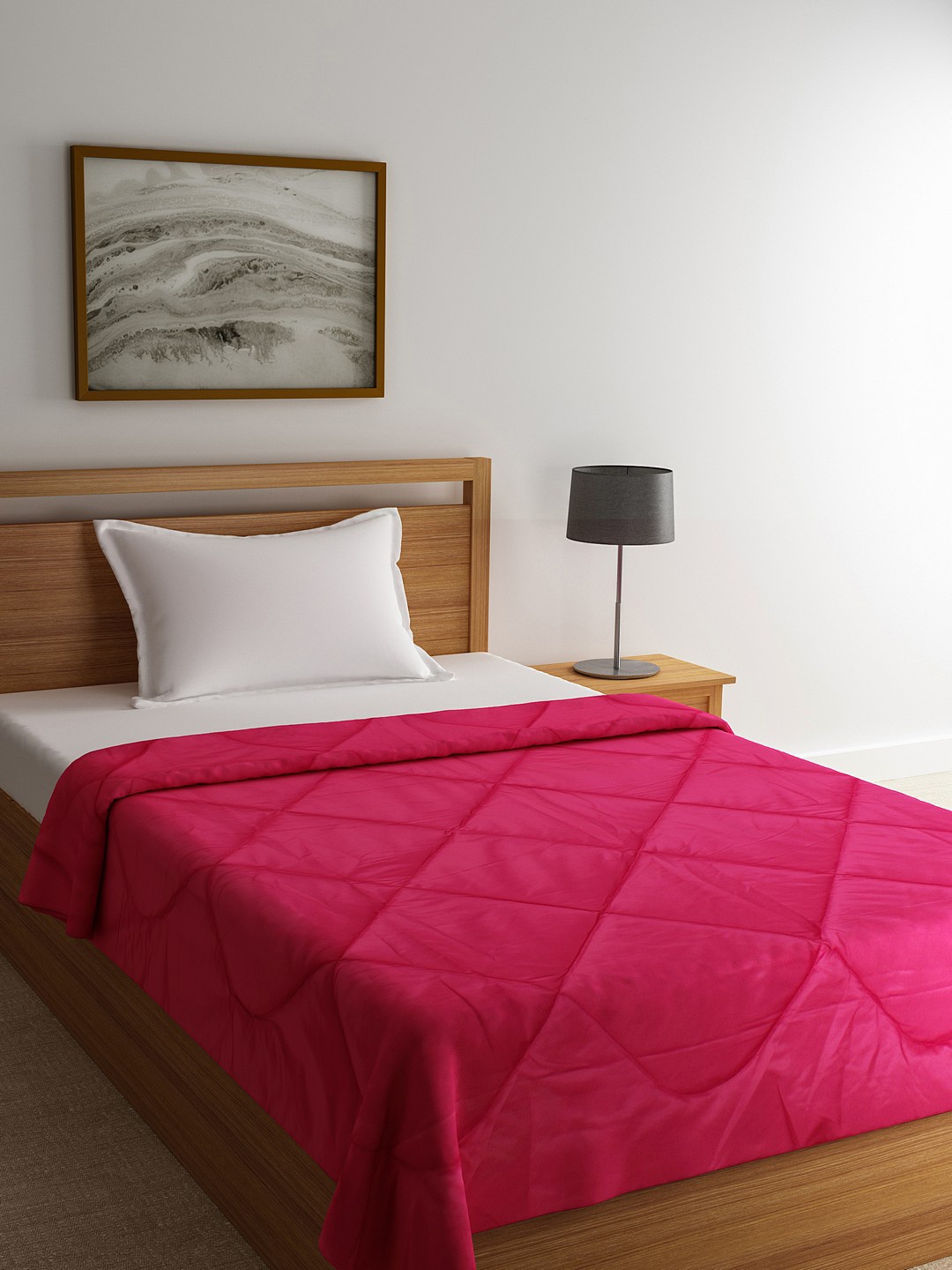 

ROMEE Pink Solid AC Room 250 GSM Reversible Single Bed Comforter