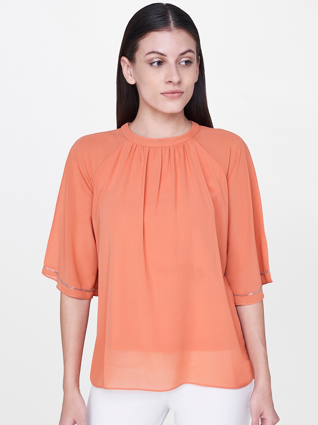 

AND Women Orange Solid Top