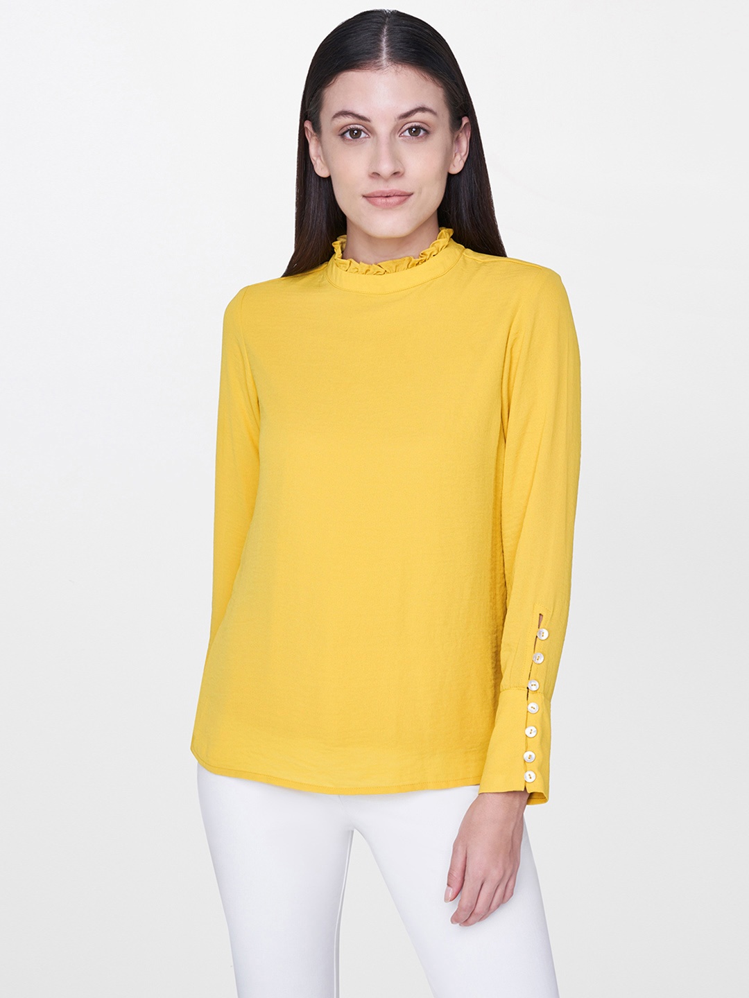 

AND Women Mustard Yellow Solid Top