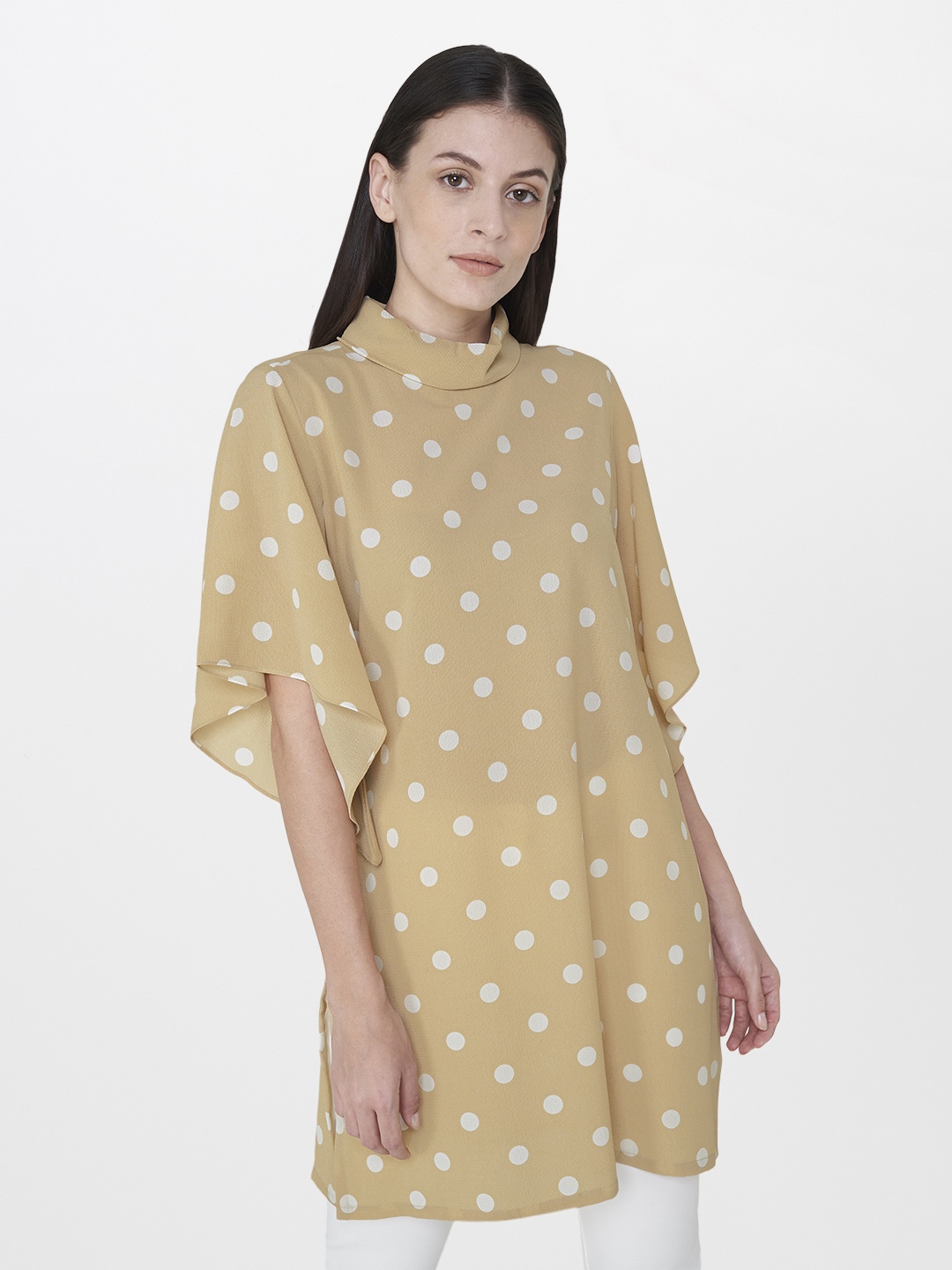 

AND Beige & White Printed Tunic
