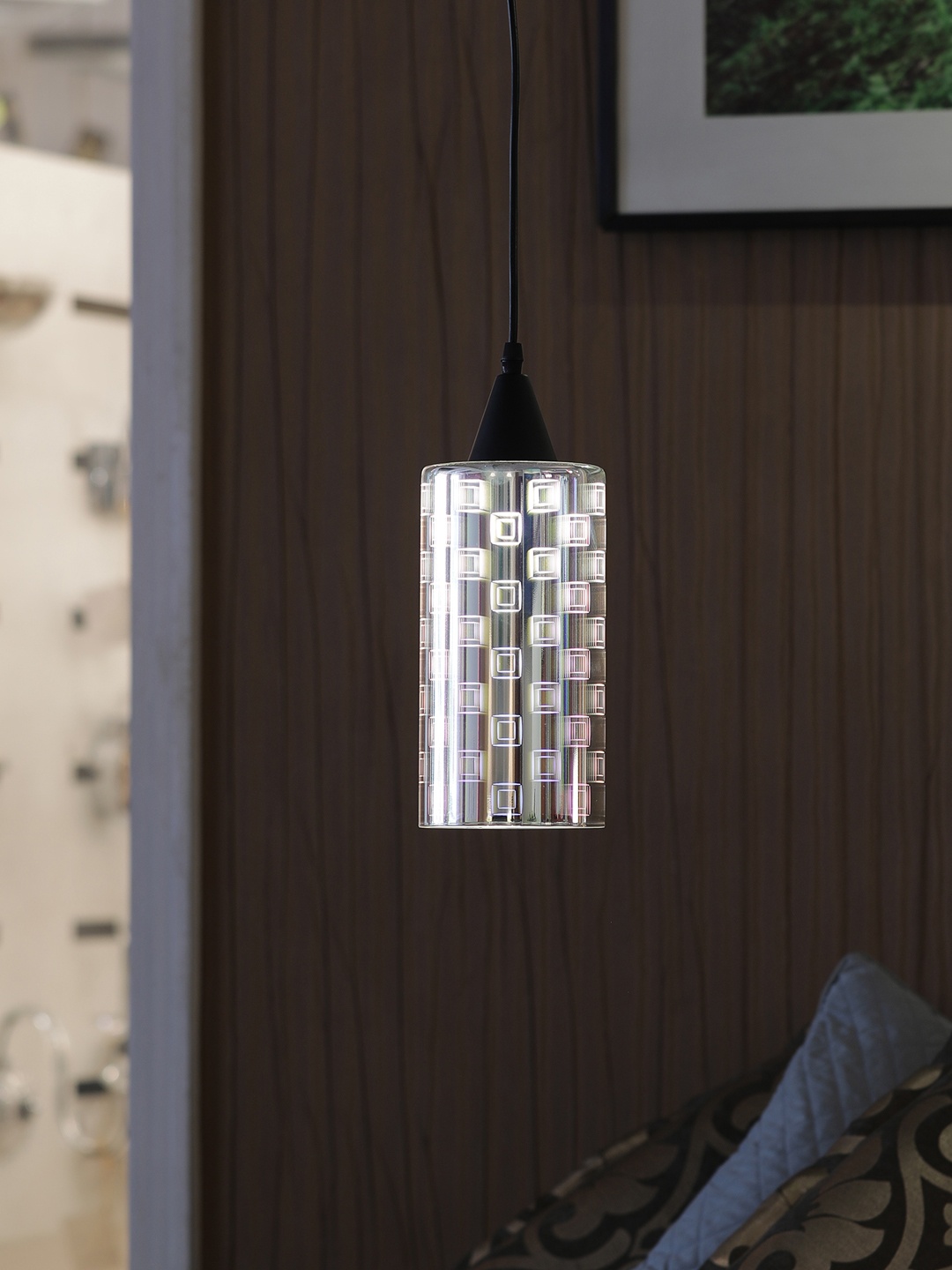 

THE LIGHT STORE Silver-Toned Self Design Hanging Light