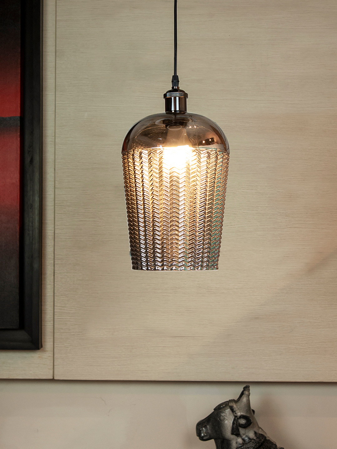 

THE LIGHT STORE Grey Self Design Hanging Light, Gold