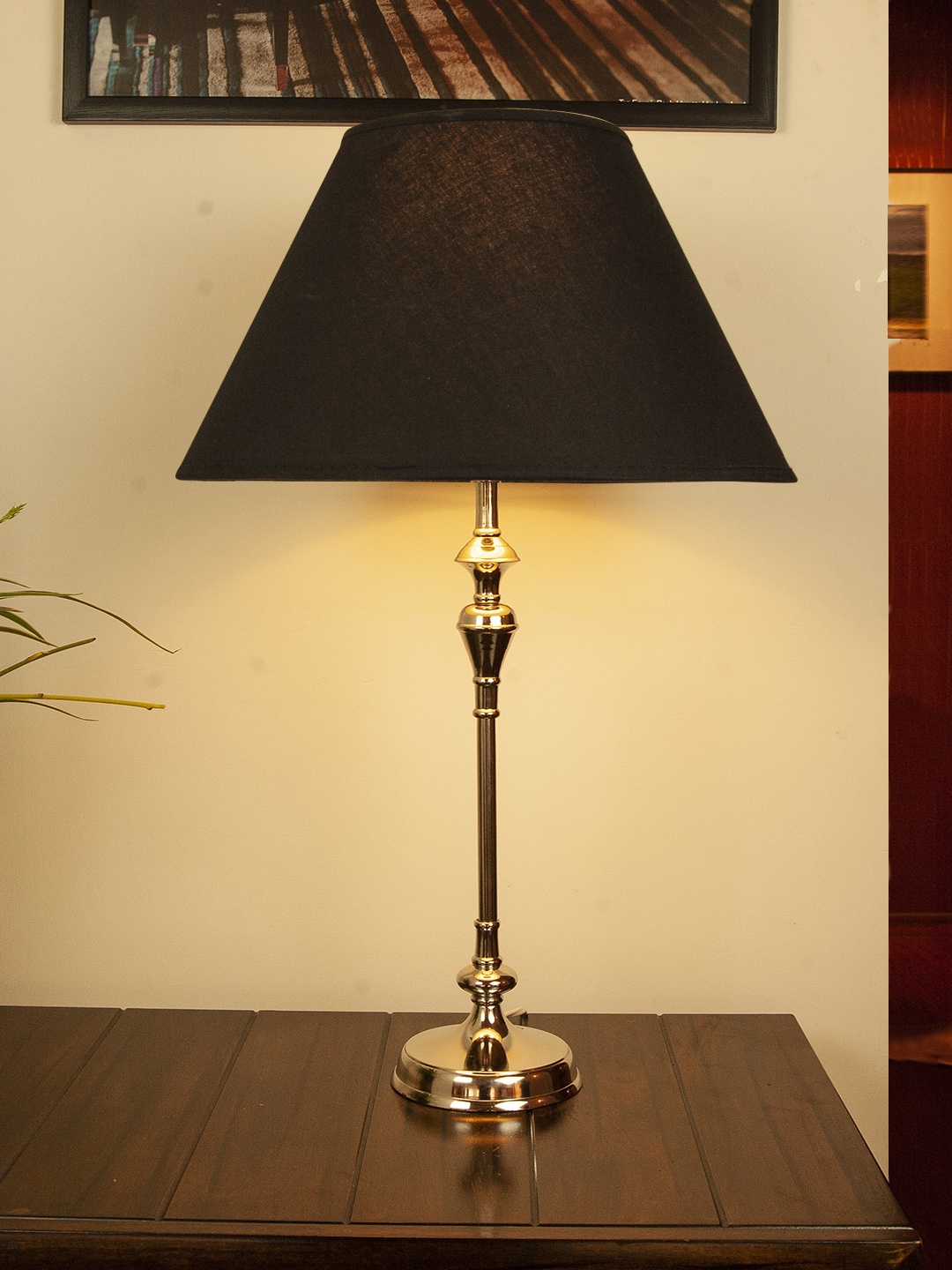 

THE LIGHT STORE Silver-Toned & Brown Solid Bedside Table Lamp with Shade