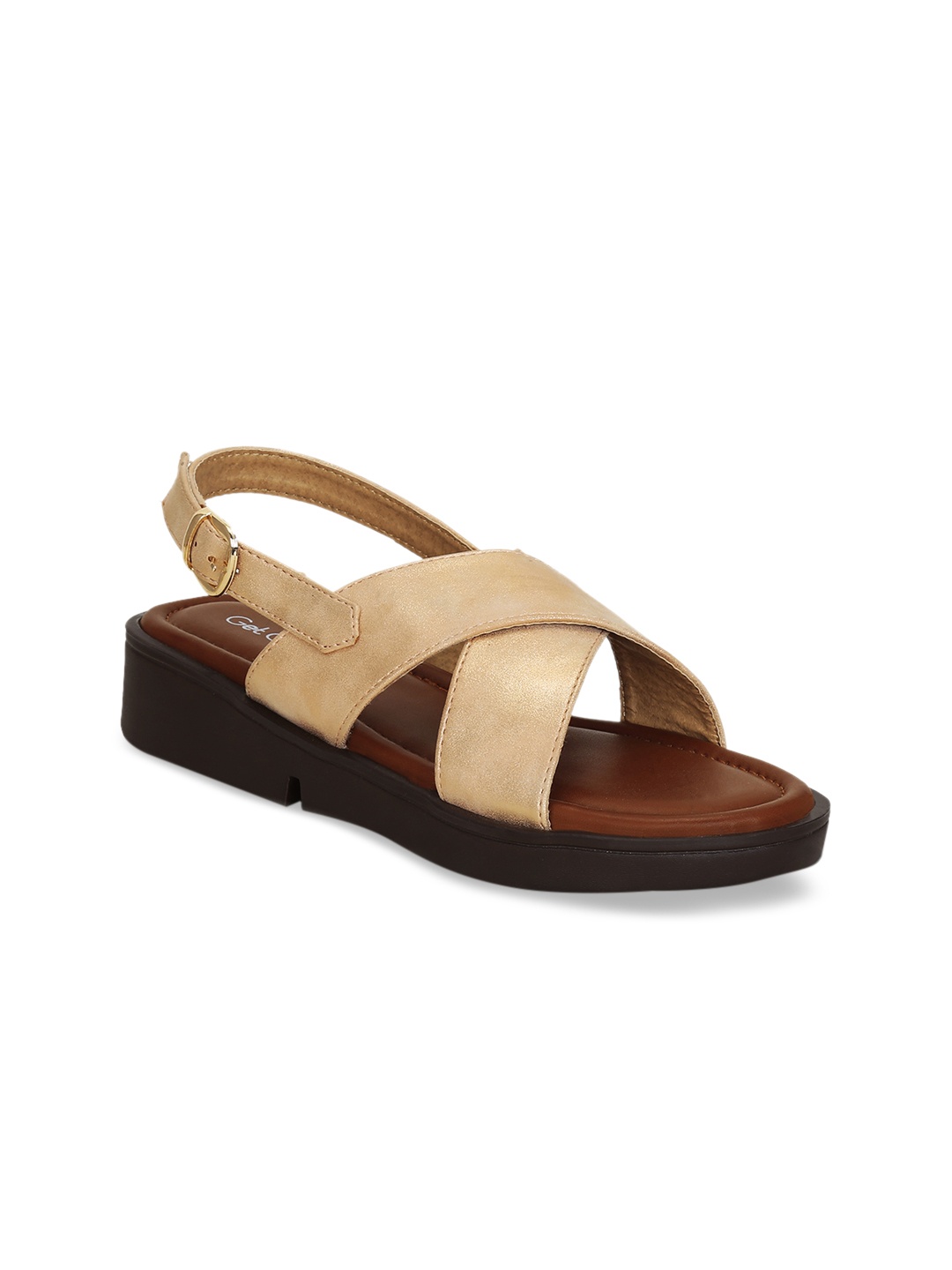 

Get Glamr Women Gold-Toned Solid Open Toe Flats