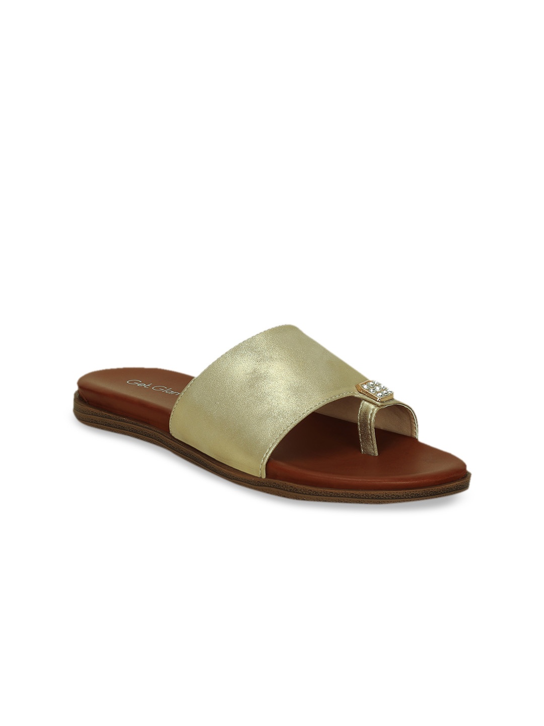 

Get Glamr Women Gold-Toned Solid One Toe Flats