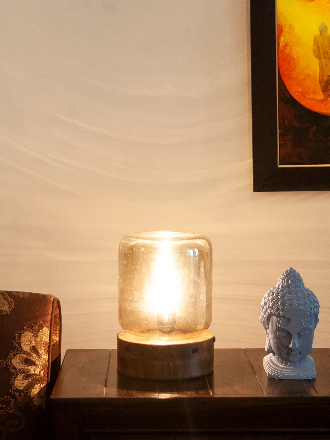 

THE LIGHT STORE Brown Solid Bedside Table Lamp, Grey