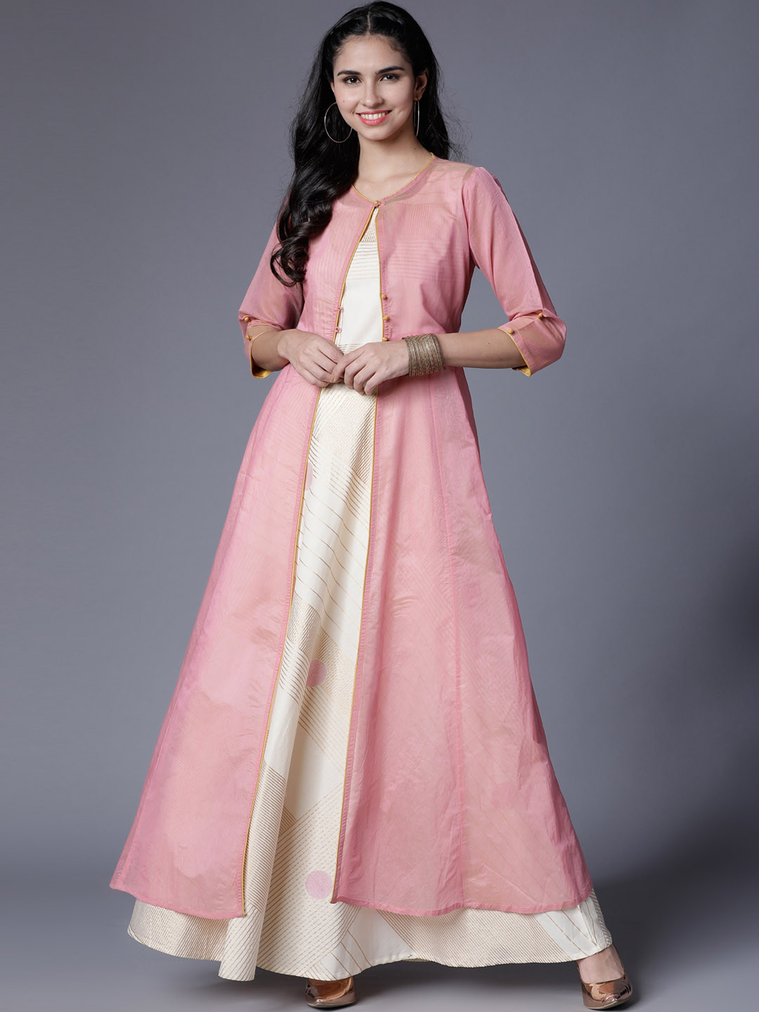 

Vishudh Women Pink Solid Anarkali Kurta
