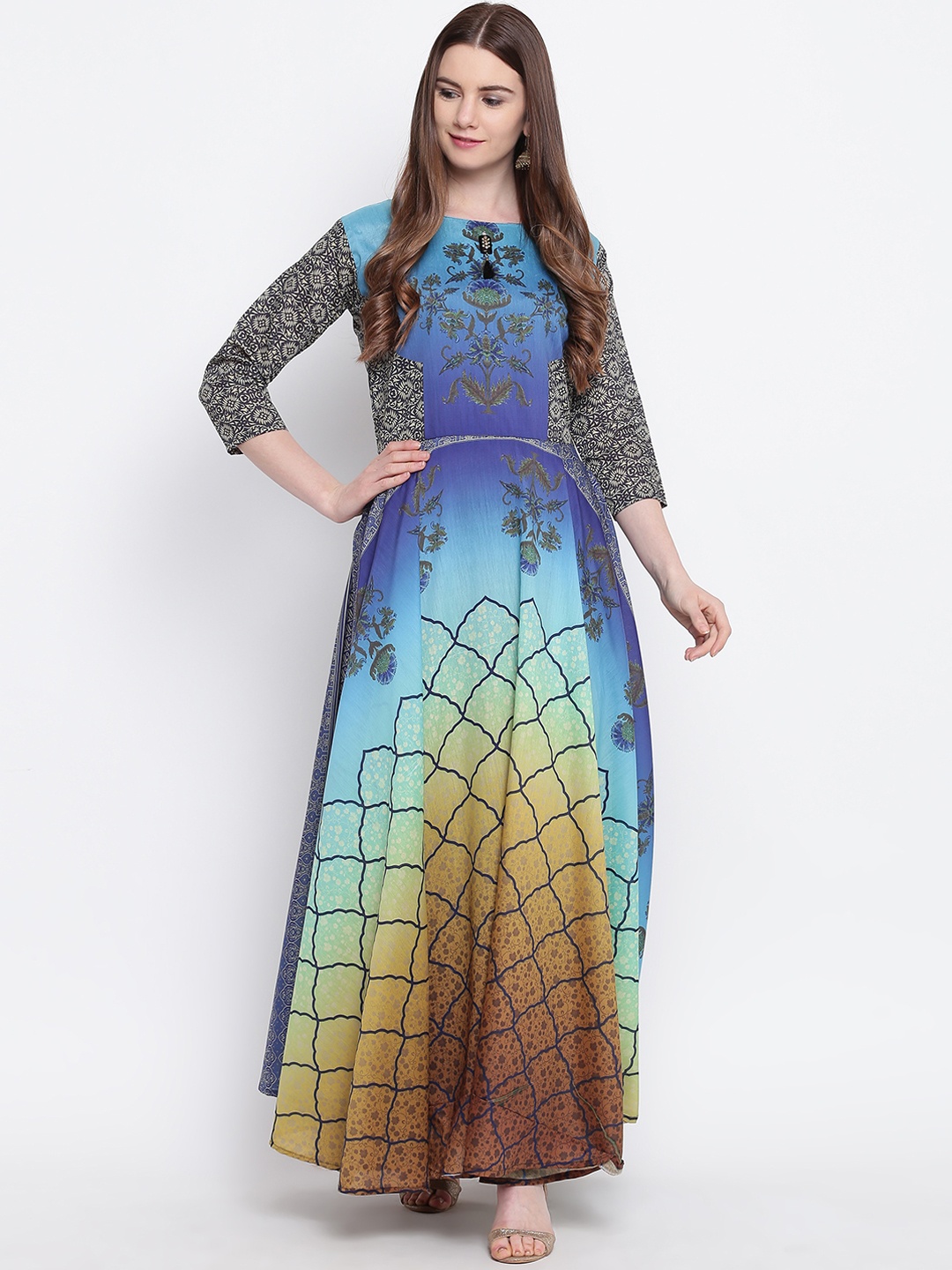 

Kvsfab Women Multicoloured Printed A-Line Kurta, Multi