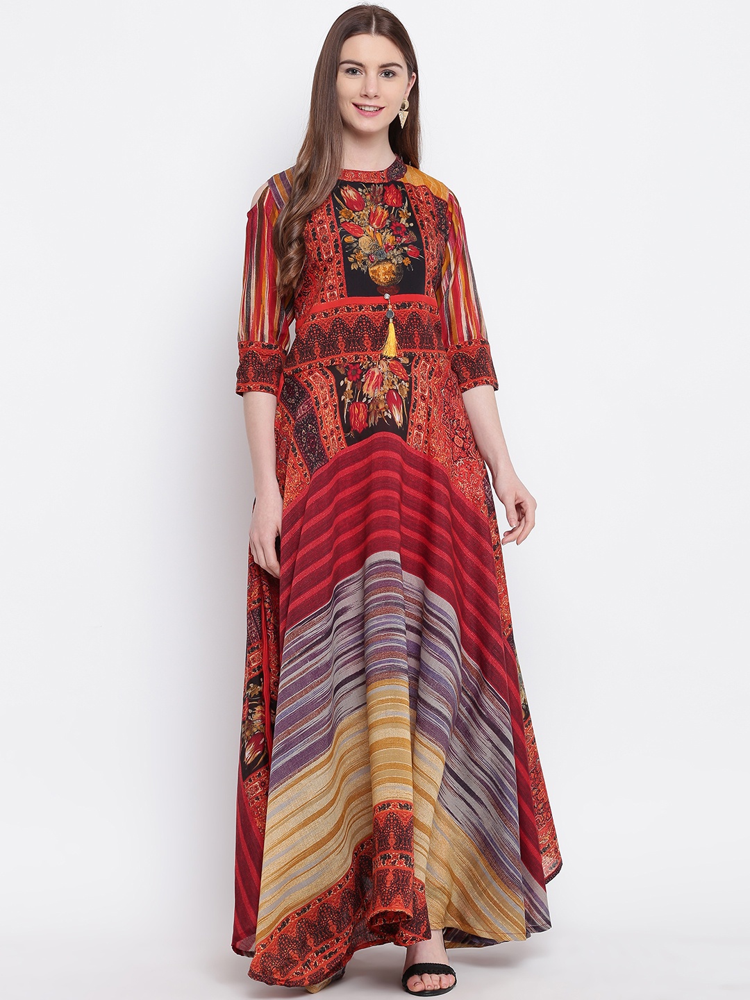 

Kvsfab Women Multicoloured Printed A-Line Kurta, Multi