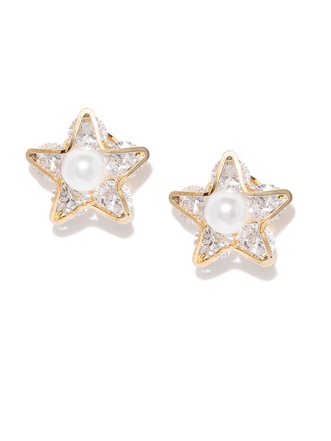 

Carlton London Off-White Gold-Plated Star Shaped Studs