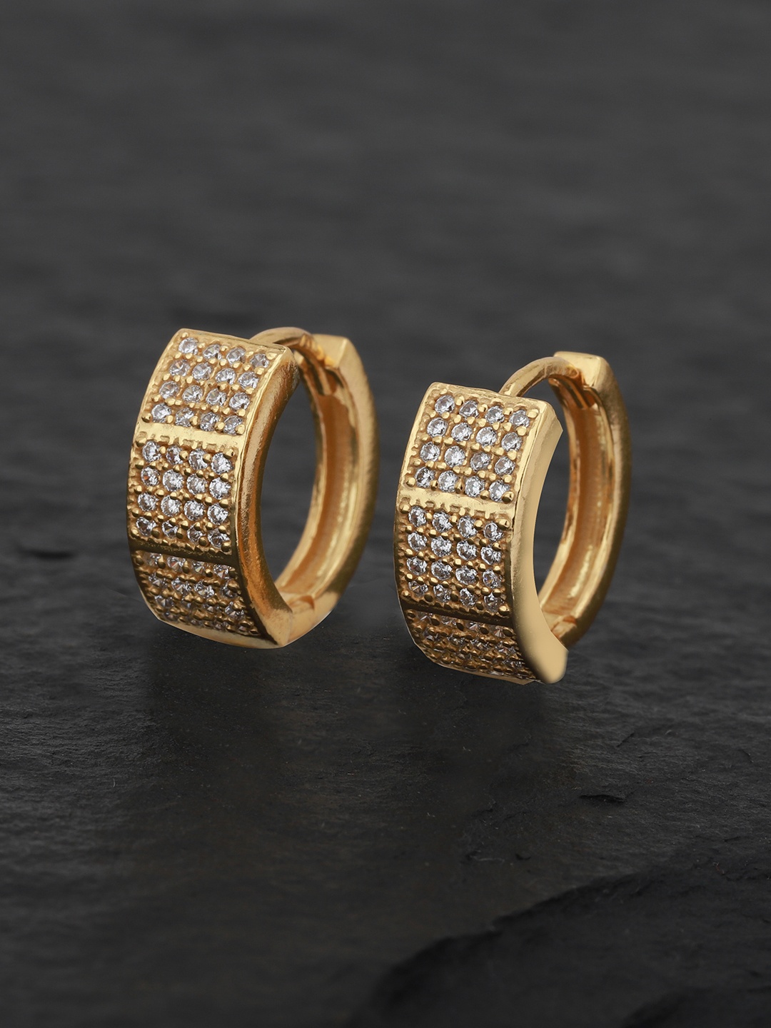 

Carlton London Gold-Plated CZ Studded Circular Hoop Earrings