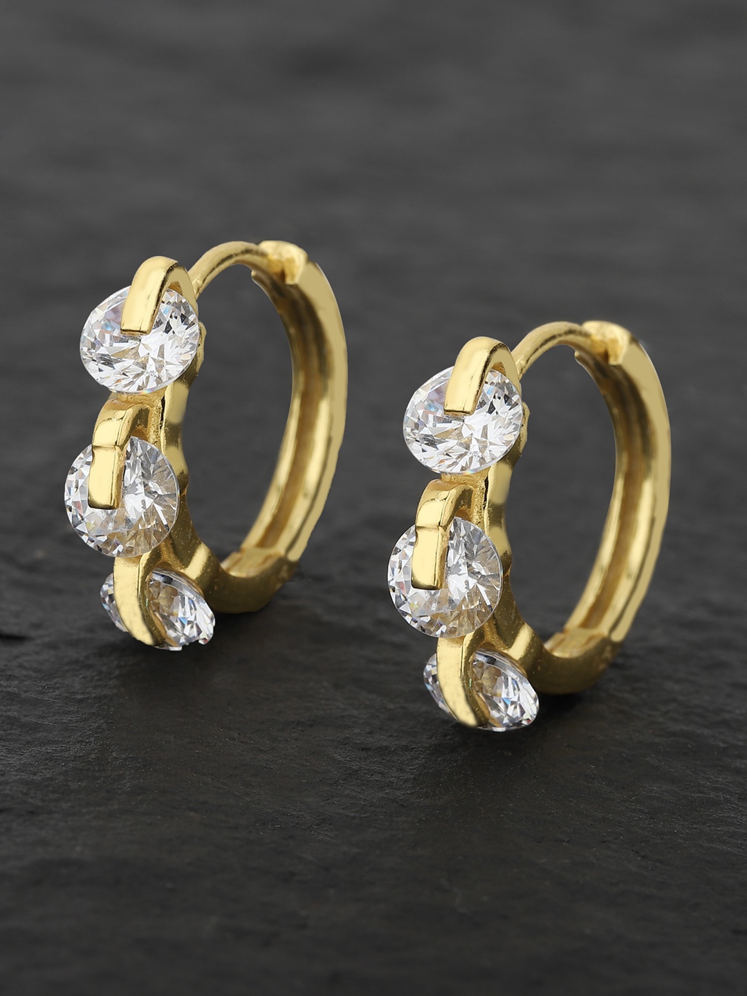 

Carlton London Gold-Plated CZ Studded Circular Hoop Earrings