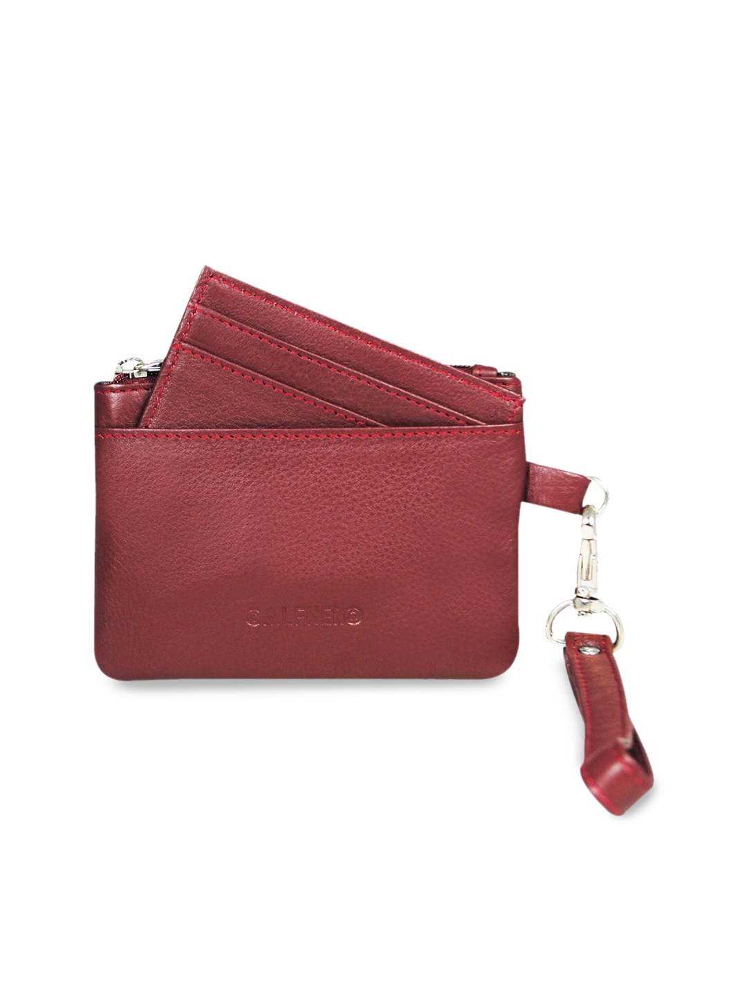 

CALFNERO Unisex Maroon Solid Leather Card Holder