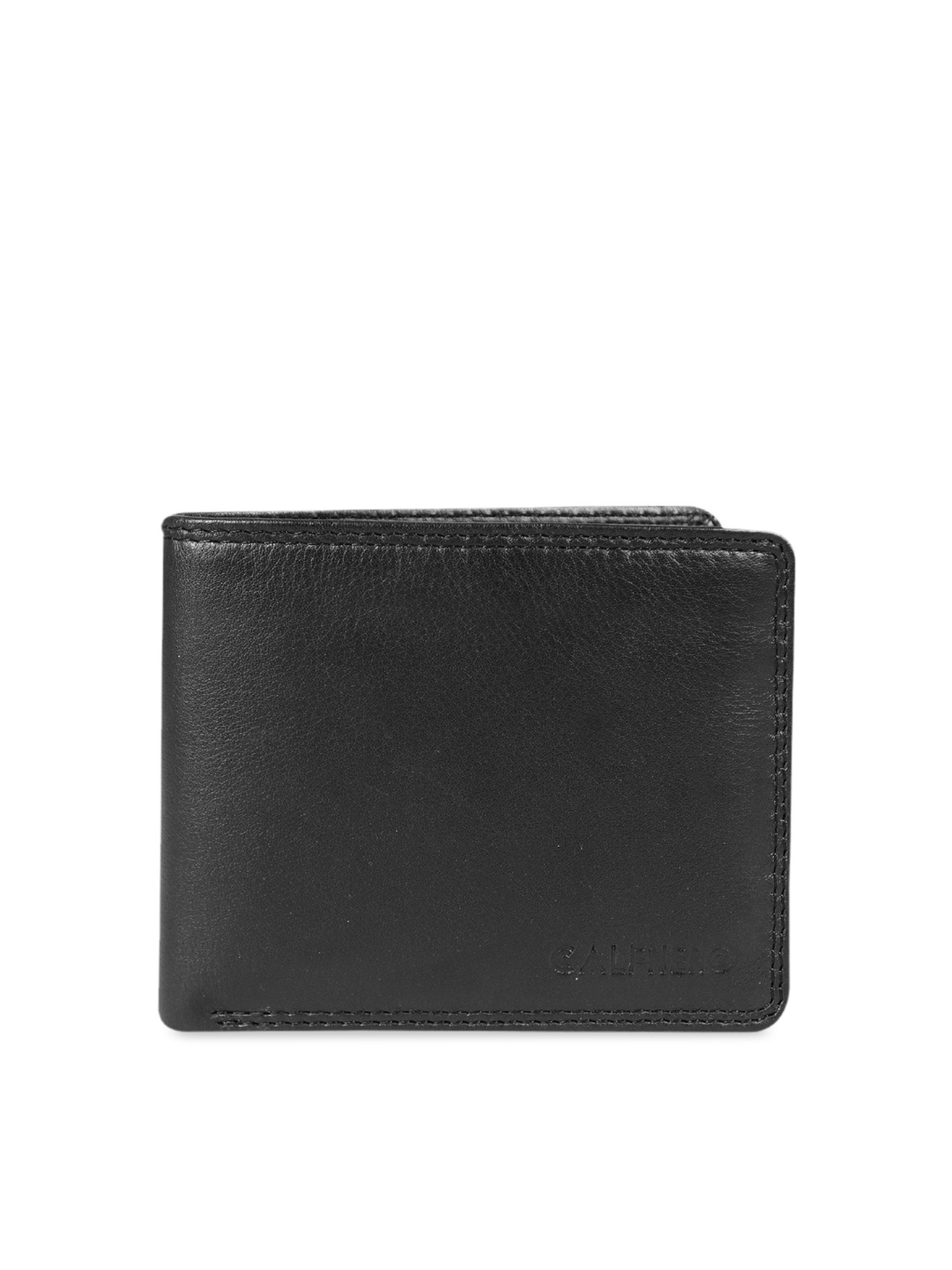 

CALFNERO Men Black Solid Leather Two Fold Wallet