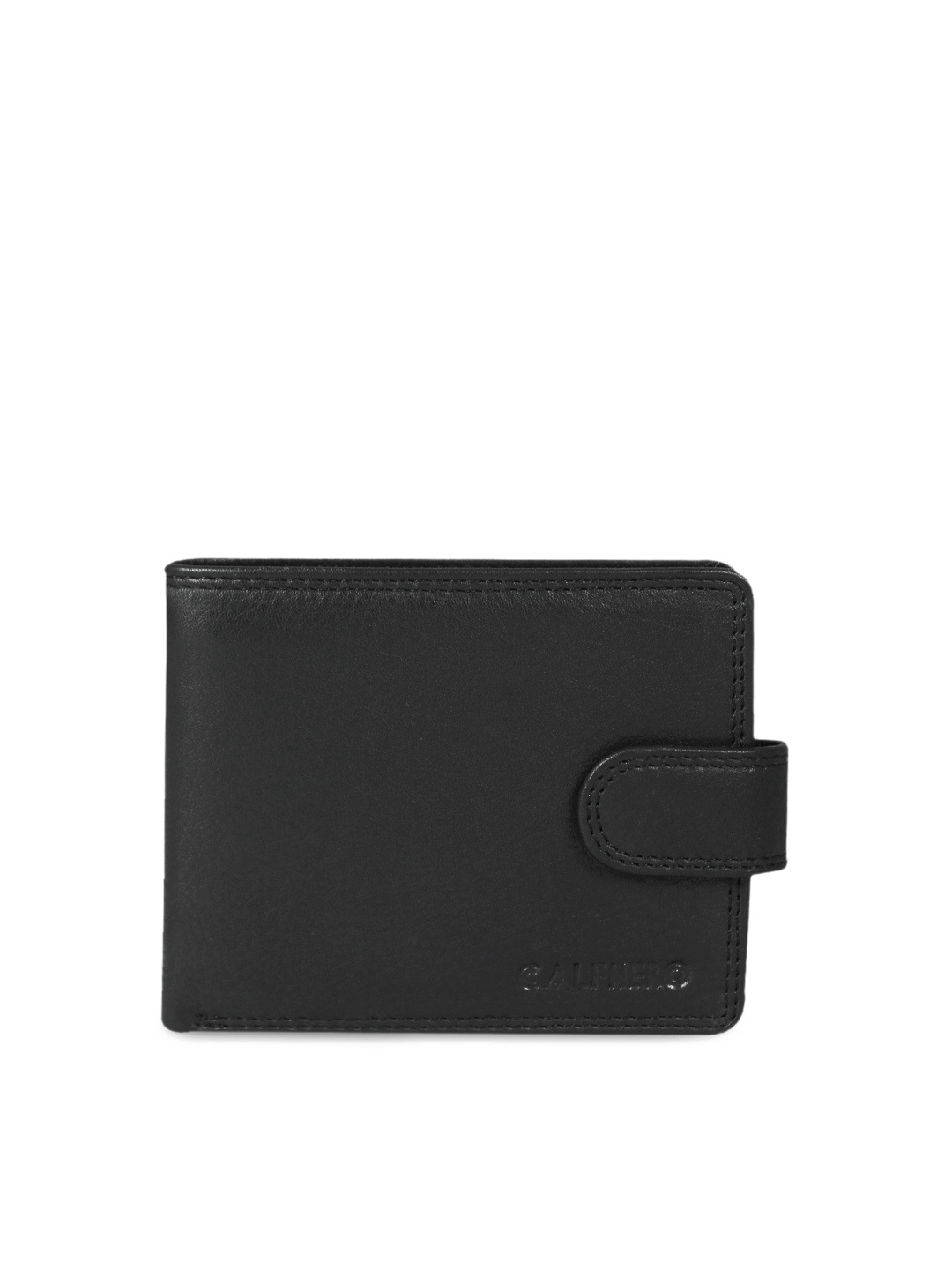 

CALFNERO Men Black Solid Leather Two Fold Wallet