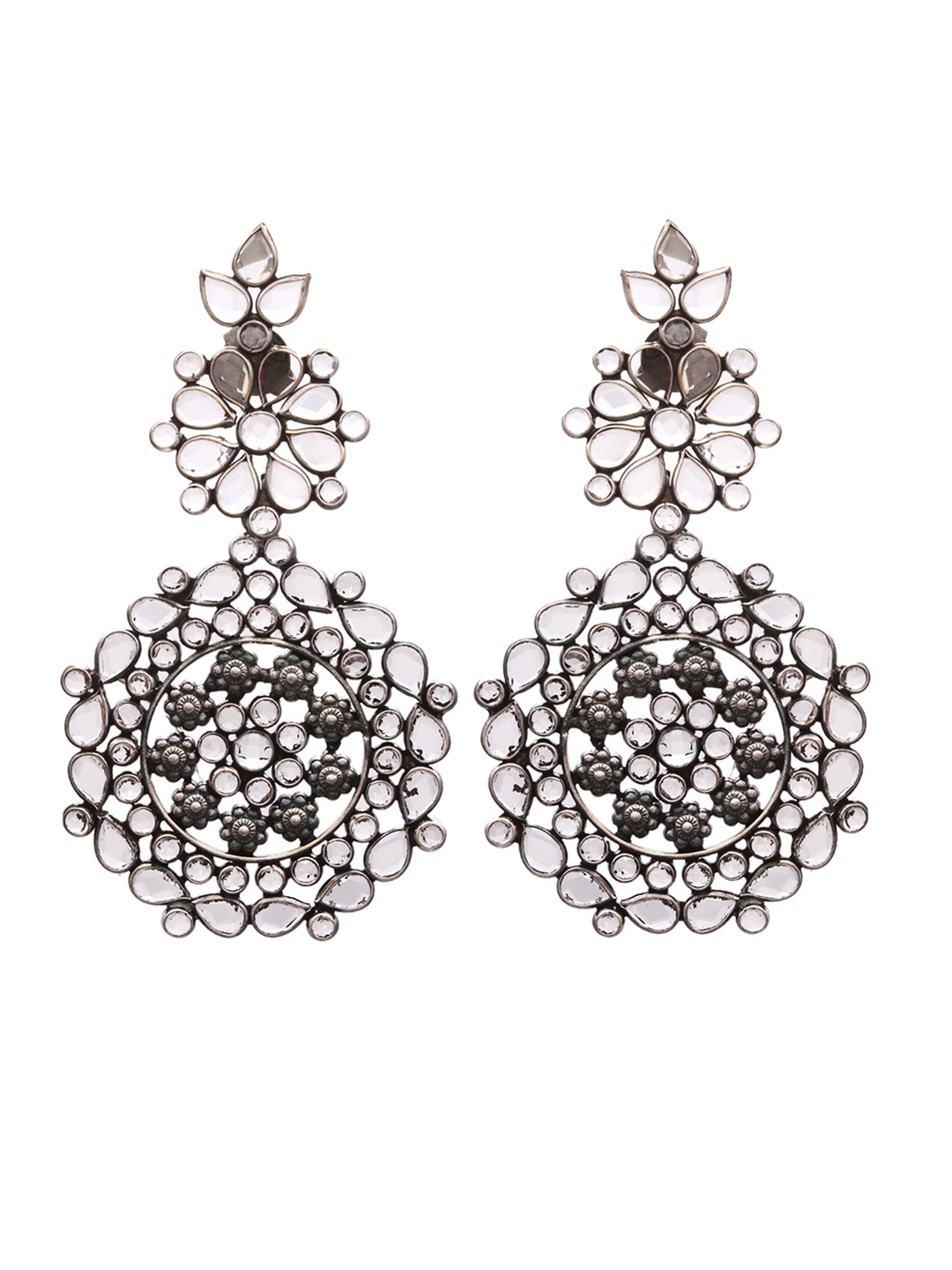 

Silvermerc Designs Silver-Plated Floral Drop Earrings