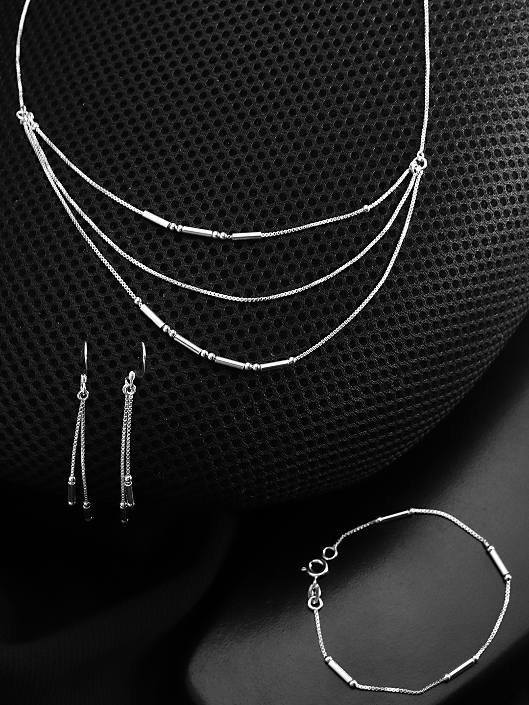 

Carlton London 925 Sterling Silver Jewellery Set with Silver-Plating