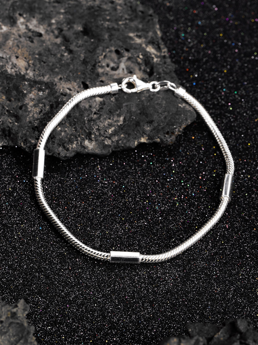 

Carlton London Men 925 Sterling Silver Bracelet with Silver Plating
